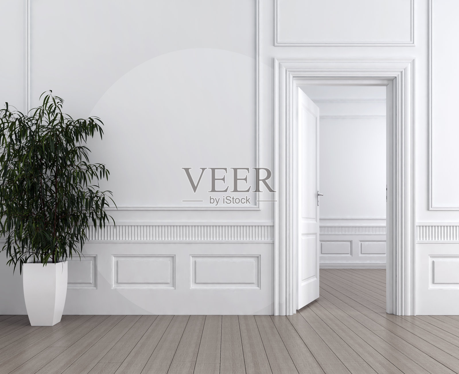 现代明亮的室内空房间3D渲染照片摄影图片