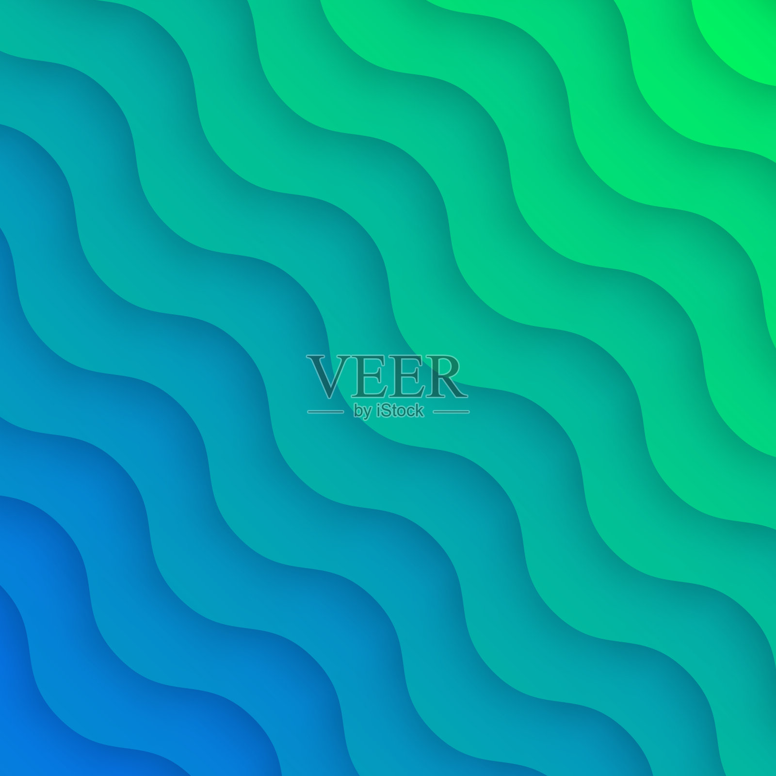 新潮的几何背景与绿色抽象波浪插画图片素材