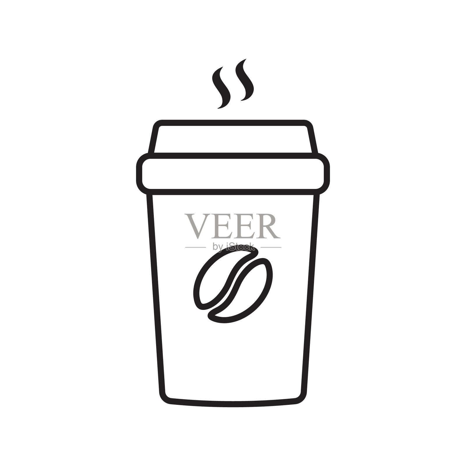 热咖啡杯图标。纸咖啡杯图标孤立的白色背景。插画图片素材