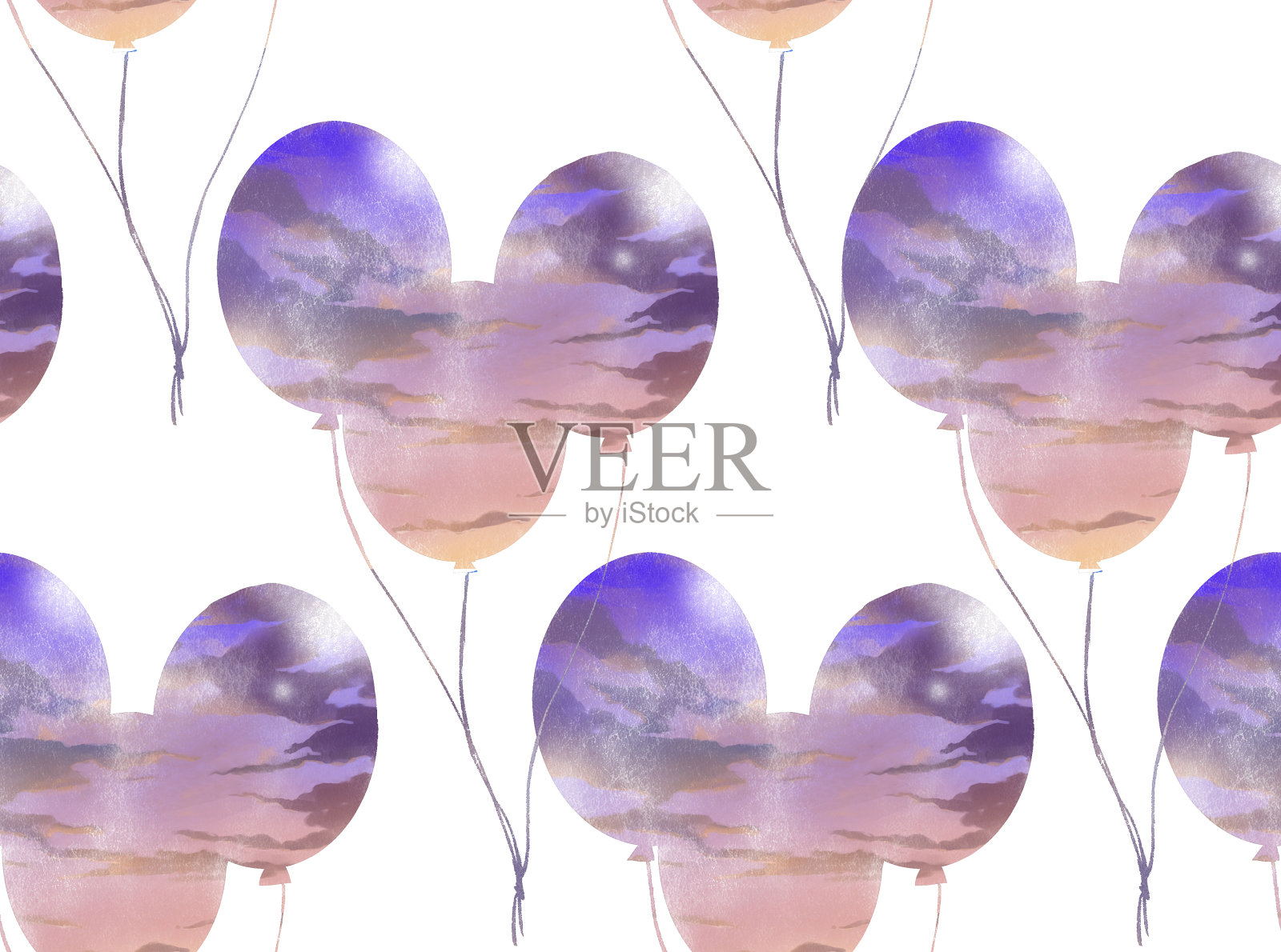 气球反射日落的插图。无缝的。插画图片素材