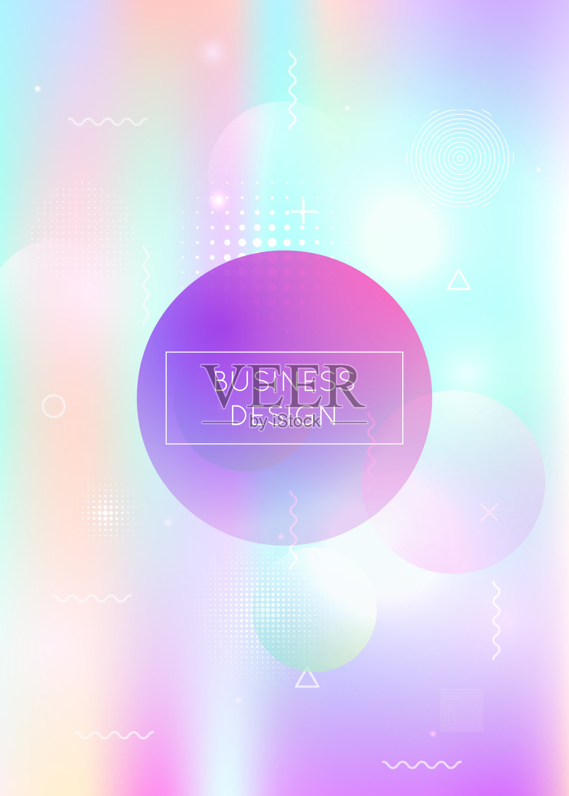 最小的设计。复古多色元素。梯度的液体。夏天点。霓虹灯的形状。科学传单。紫罗兰光纹理。空间图形。蓝色简约设计插画图片素材