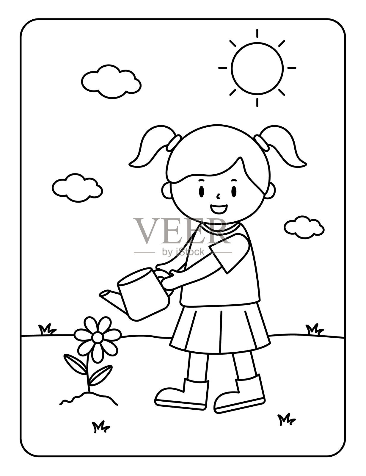 儿童涂色图片插画图片素材