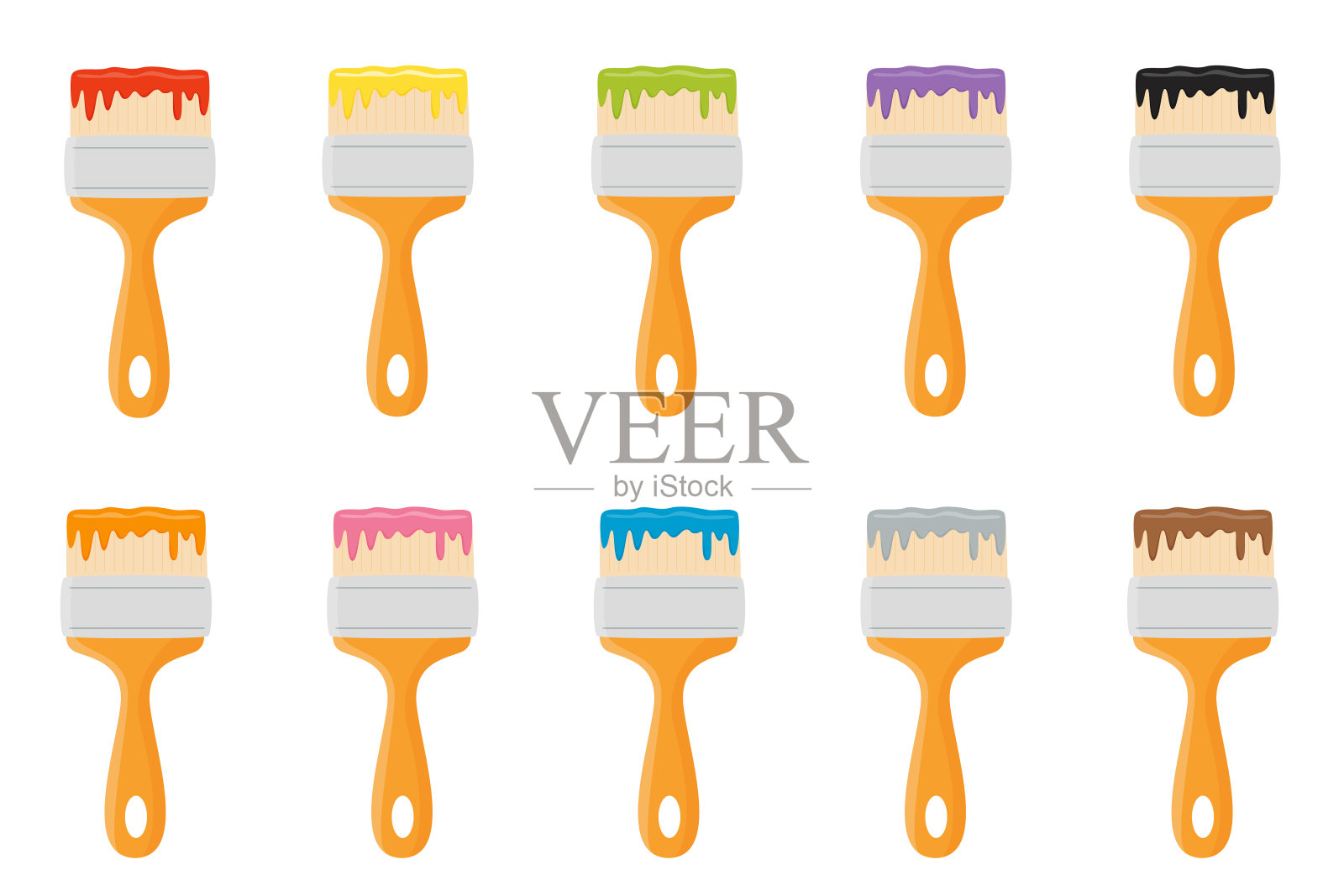 一套孤立的卡通画笔。插画图片素材