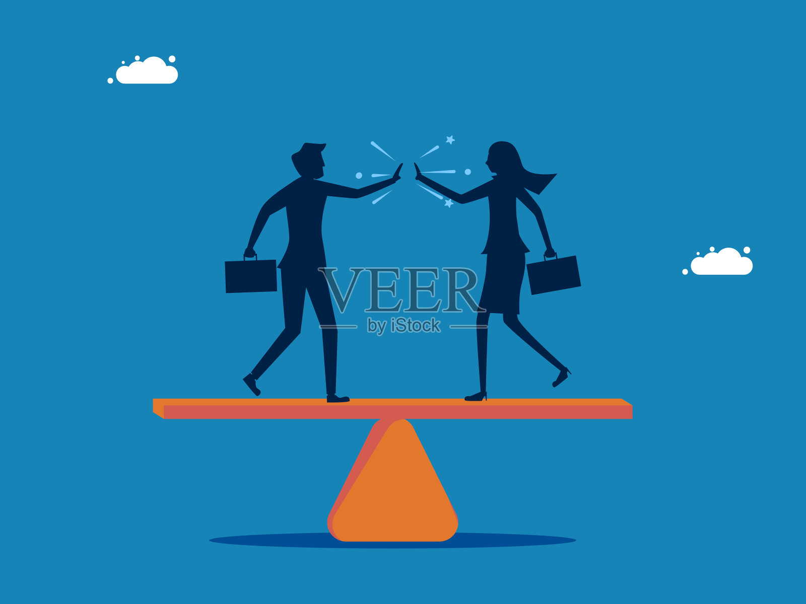 男人和女人保持平衡。机会均等的概念。向量插画图片素材