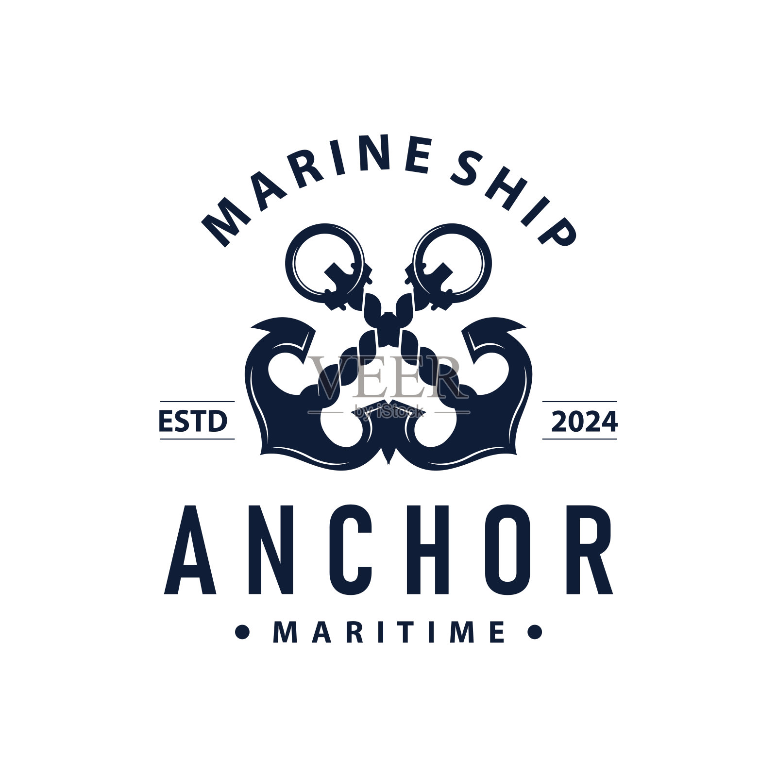 船舶矢量锚标志简单的极简主义设计锚插图简单的海洋符号模板插画图片素材