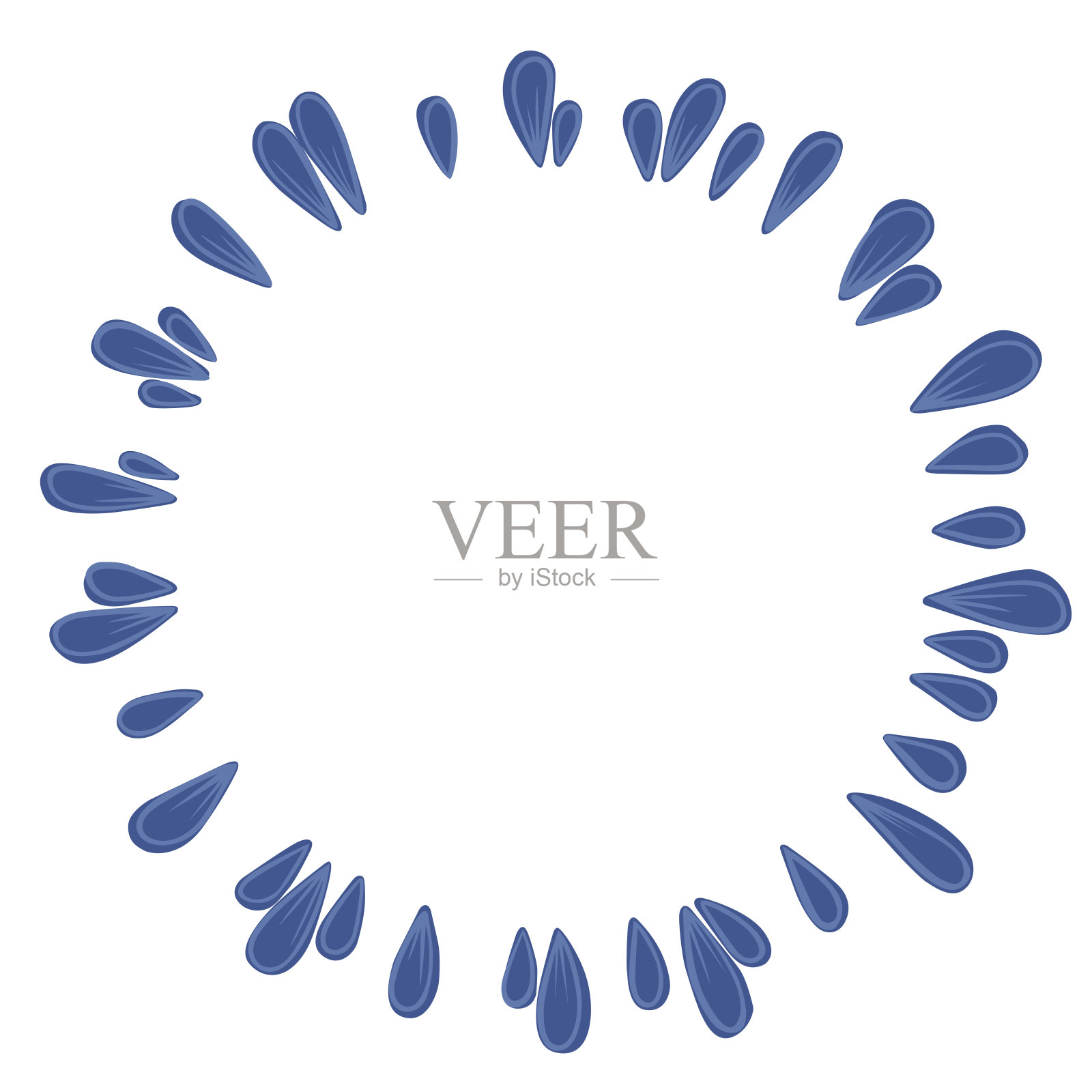 抽象的蓝色花瓣花环框架装饰上的浪漫和美丽的概念。插画图片素材