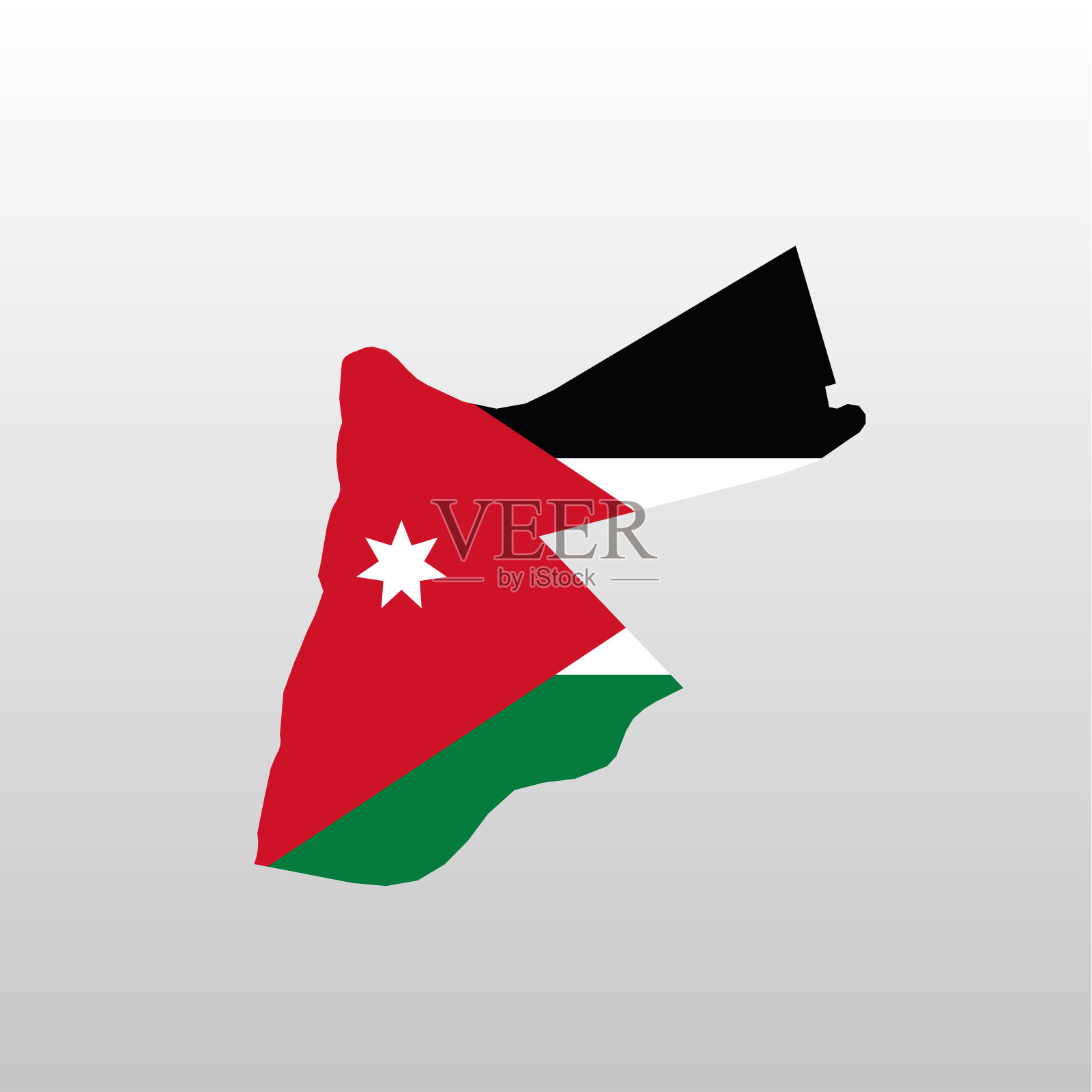约旦国旗在国家地图剪影插画图片素材