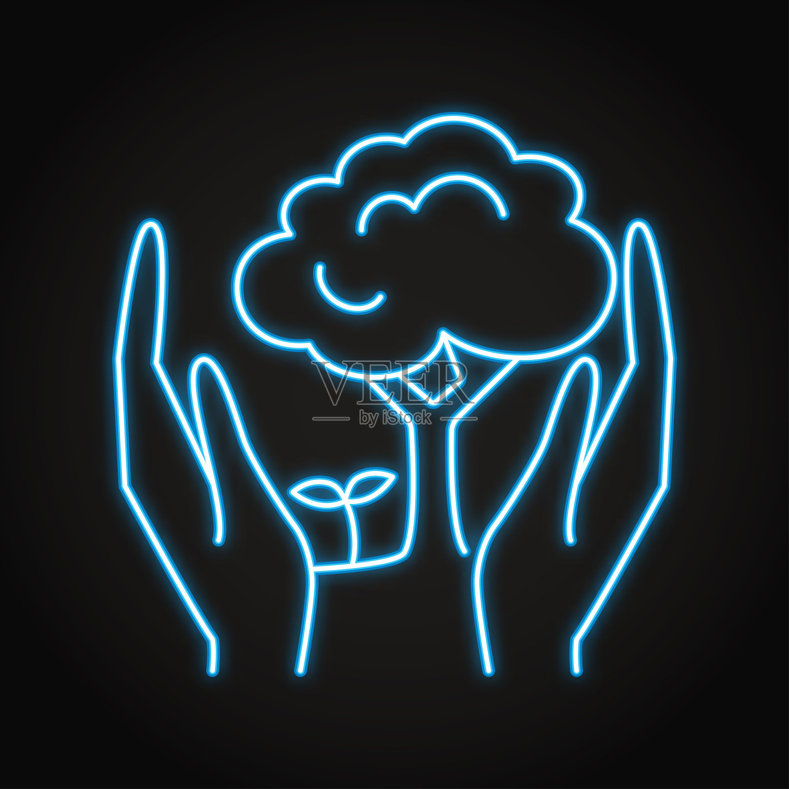 自然保护和野生化霓虹灯图标插画图片素材