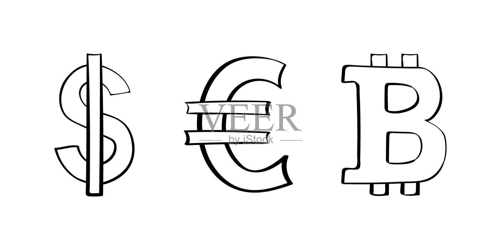 金钱套装图标。硬币图标。线性风格。矢量图标。插画图片素材