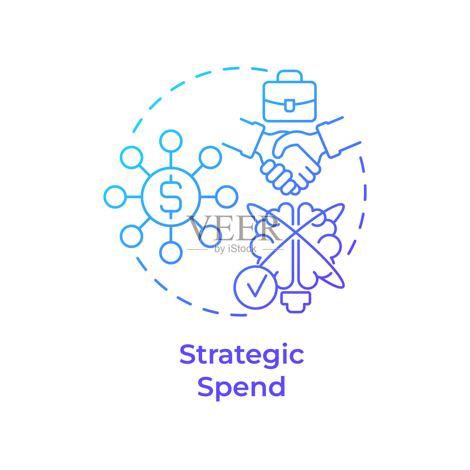 战略花费蓝色渐变概念图标插画图片素材