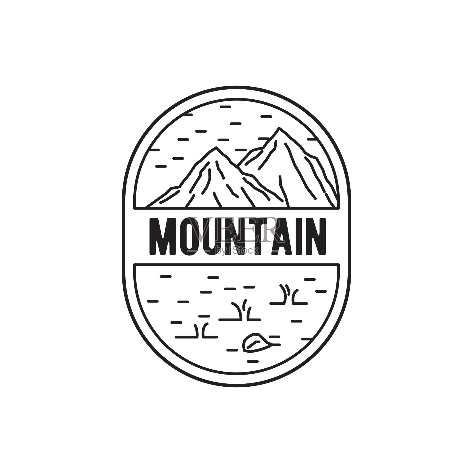 山稻田稻田园艺景观风景在椭圆形椭圆形标志设计矢量插画图片素材