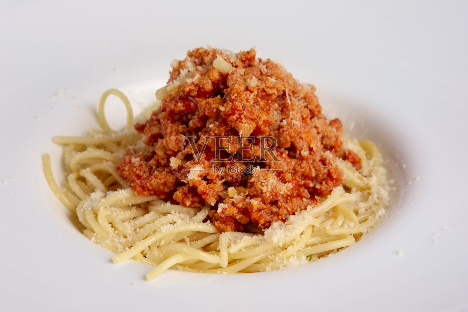 炸肉末意大利面特写照片摄影图片