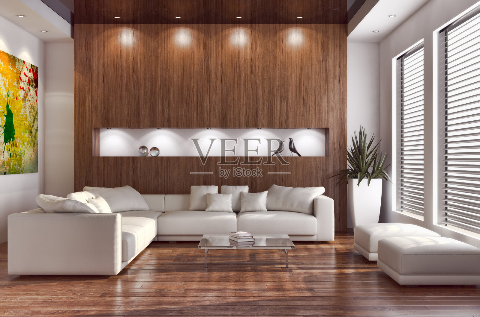 大型豪华现代明亮内饰客厅模型插图3D渲染图像照片摄影图片