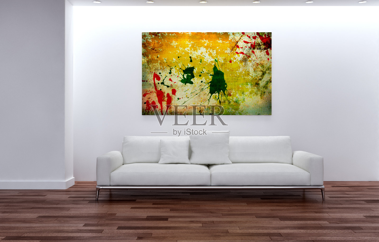 大型豪华现代明亮内饰客厅模型插图3D渲染图像照片摄影图片