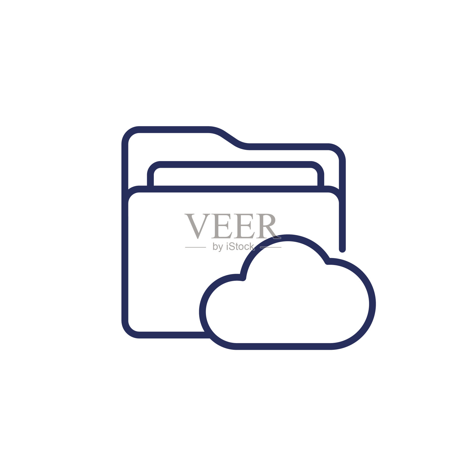 白色的云文件夹线图标插画图片素材