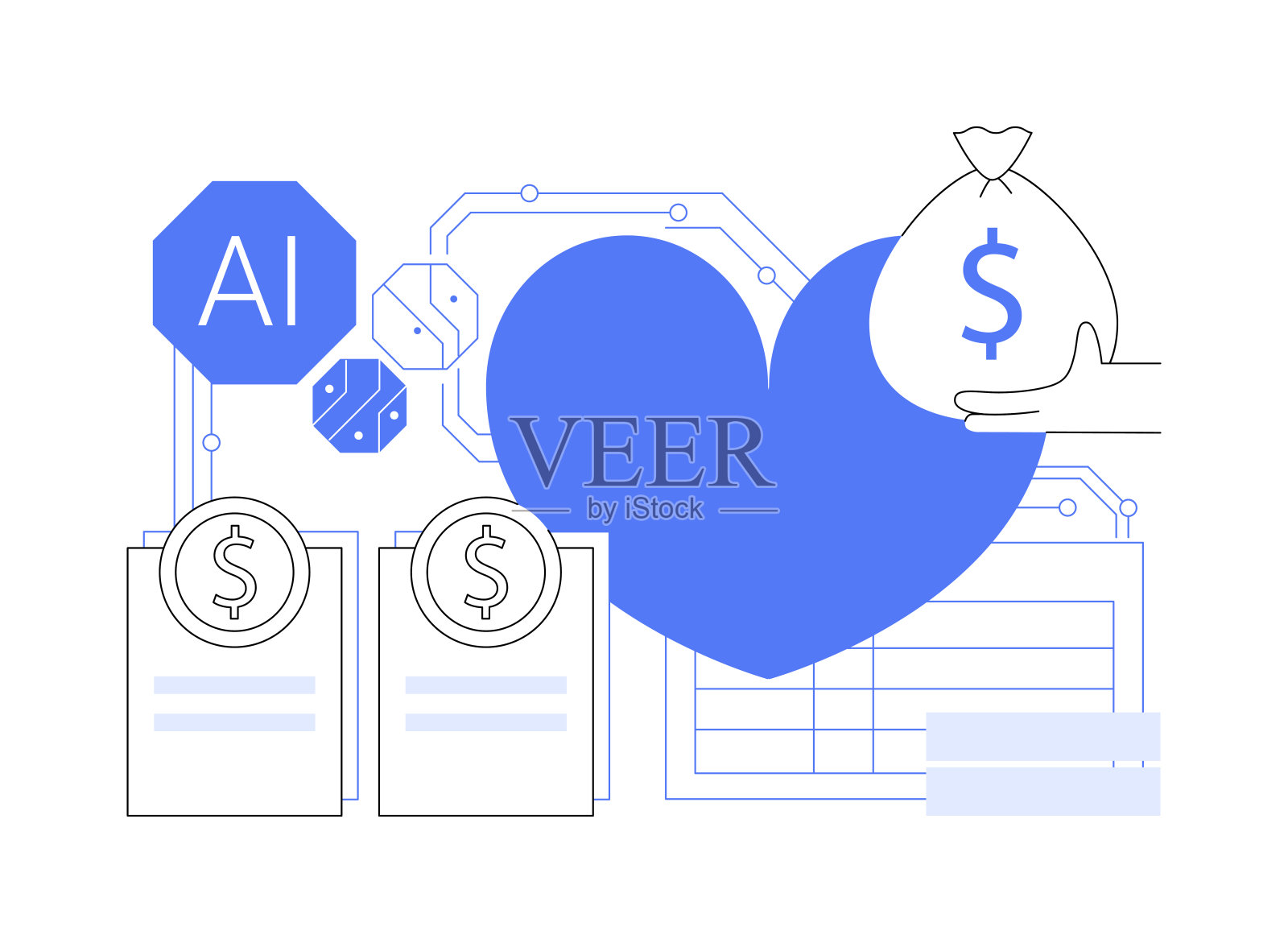 人工智能增强捐助者参与抽象概念矢量插图。插画图片素材