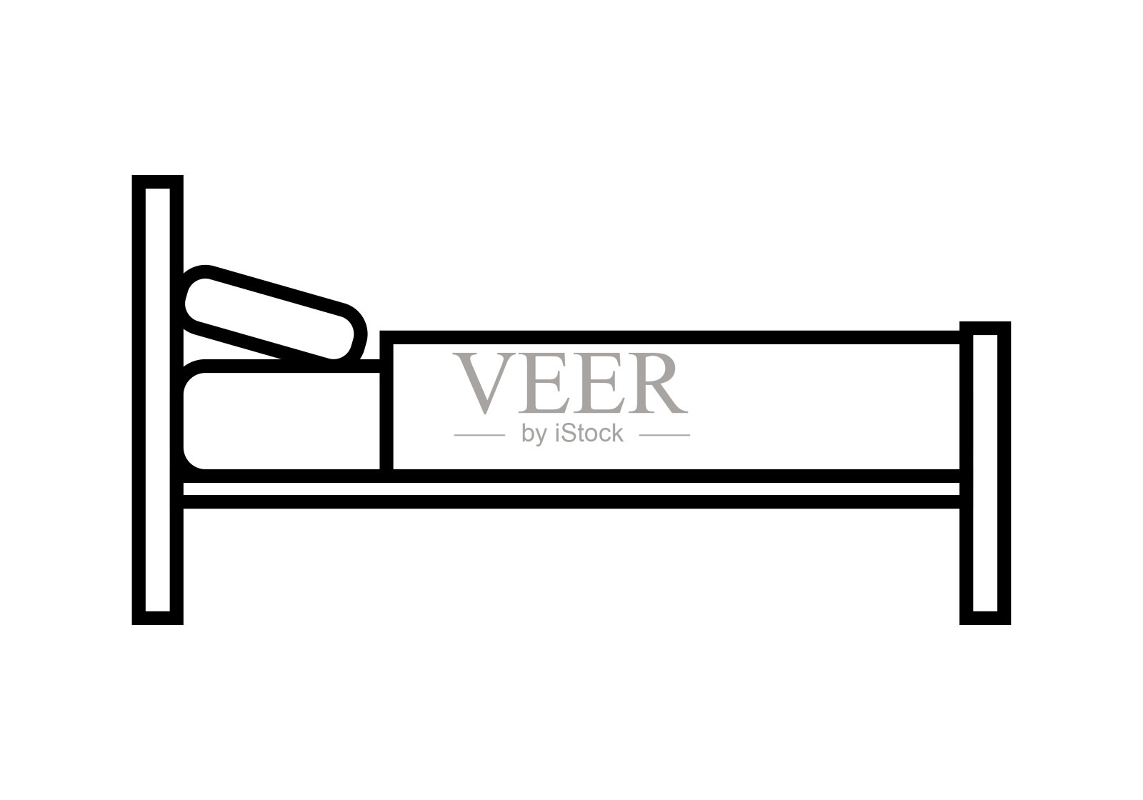 黑色图标的床在白色的背景插画图片素材