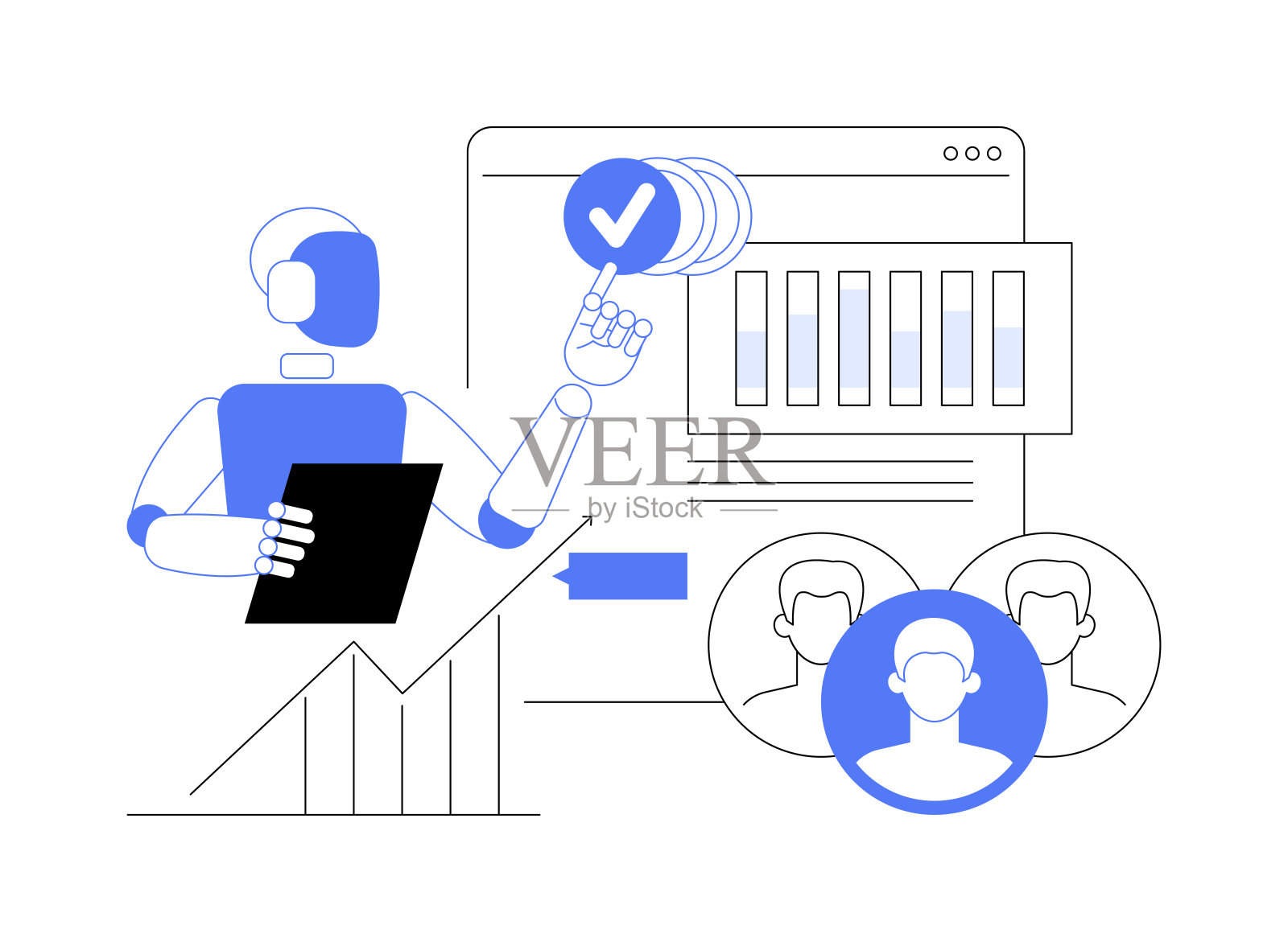 人工智能影响评估抽象概念矢量图。插画图片素材