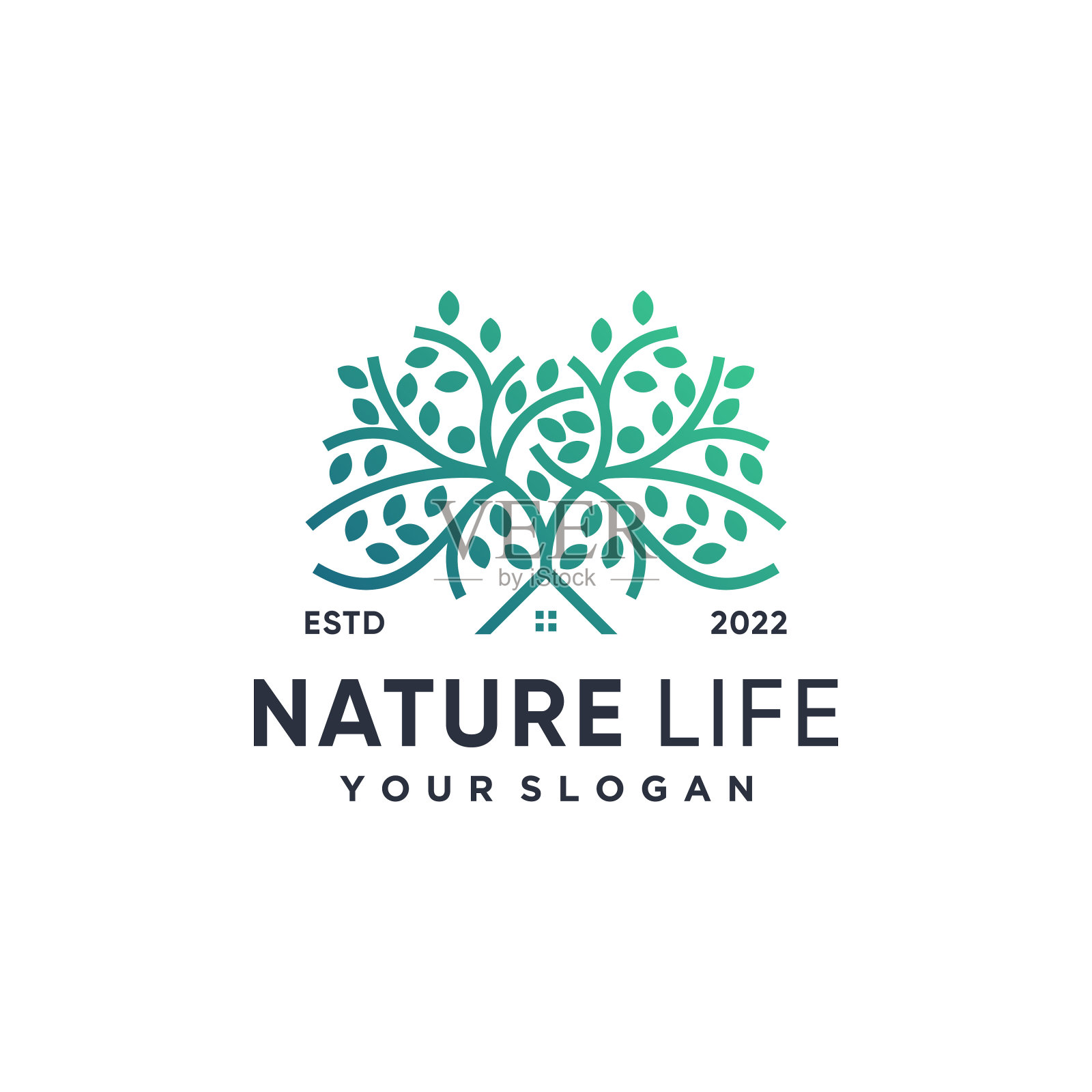 自然生活与房子和树的概念高级矢量插画图片素材