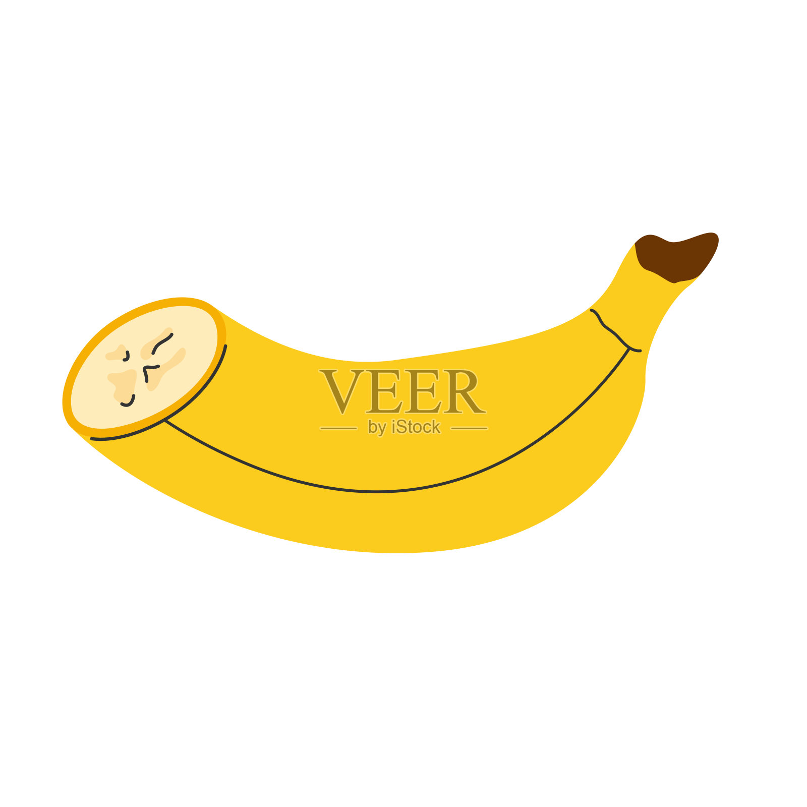 切成丝的带皮的<s:2>老天爷老天爷香蕉。热带手绘黄色涂鸦香蕉水果剪贴艺术插画图片素材