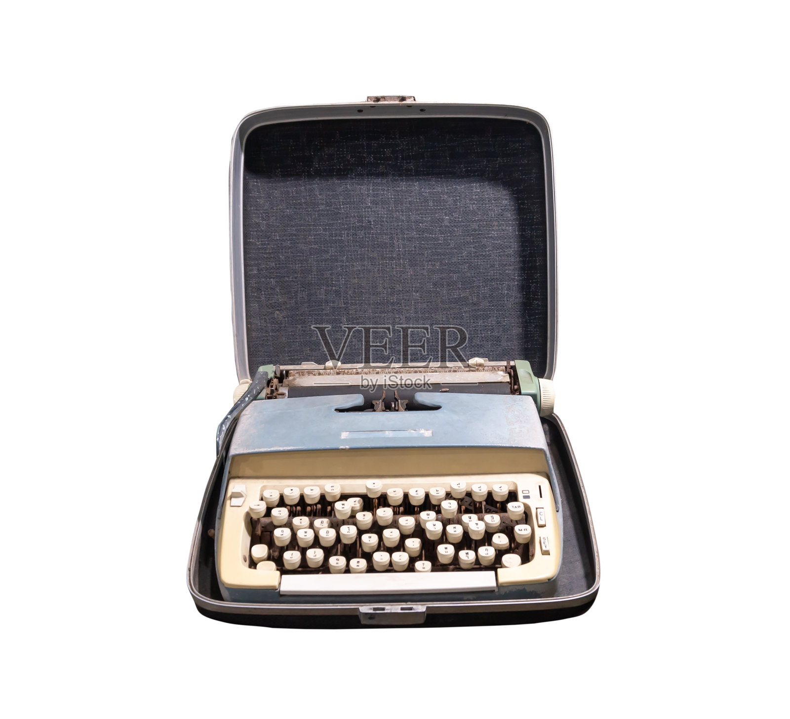 古老或旧打字机孤立在白色的背景与剪辑路径照片摄影图片