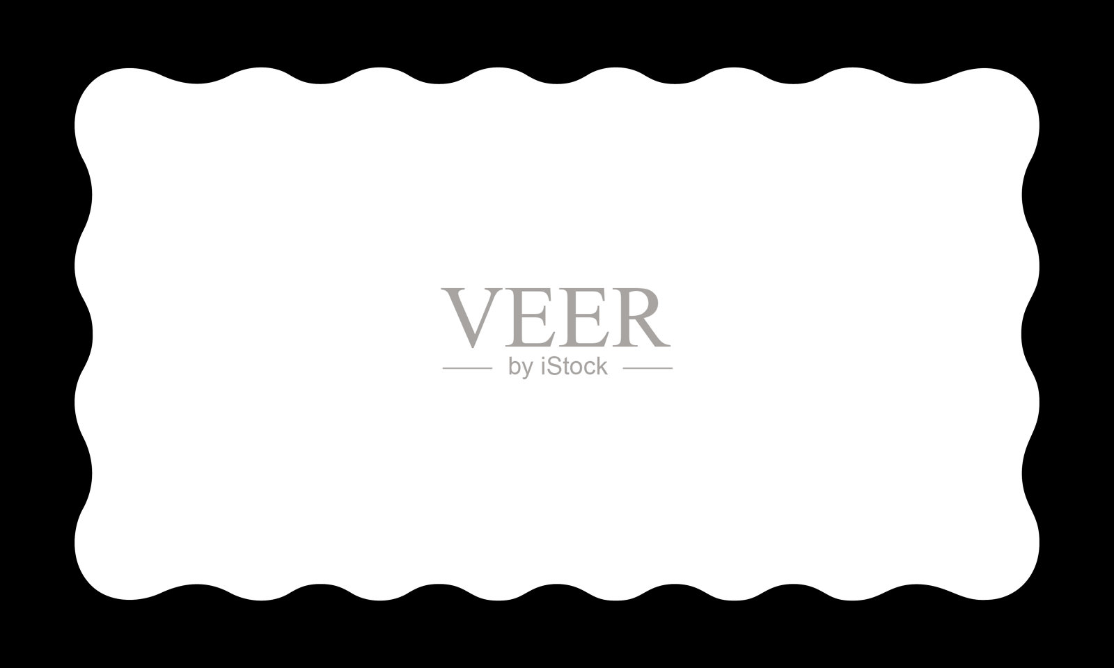 矩形形状,内缘起伏。矩形框架与波浪形内边界。镜子,图片或相框,空白文本框或标签隔离在白色背景。矢量图插画图片素材