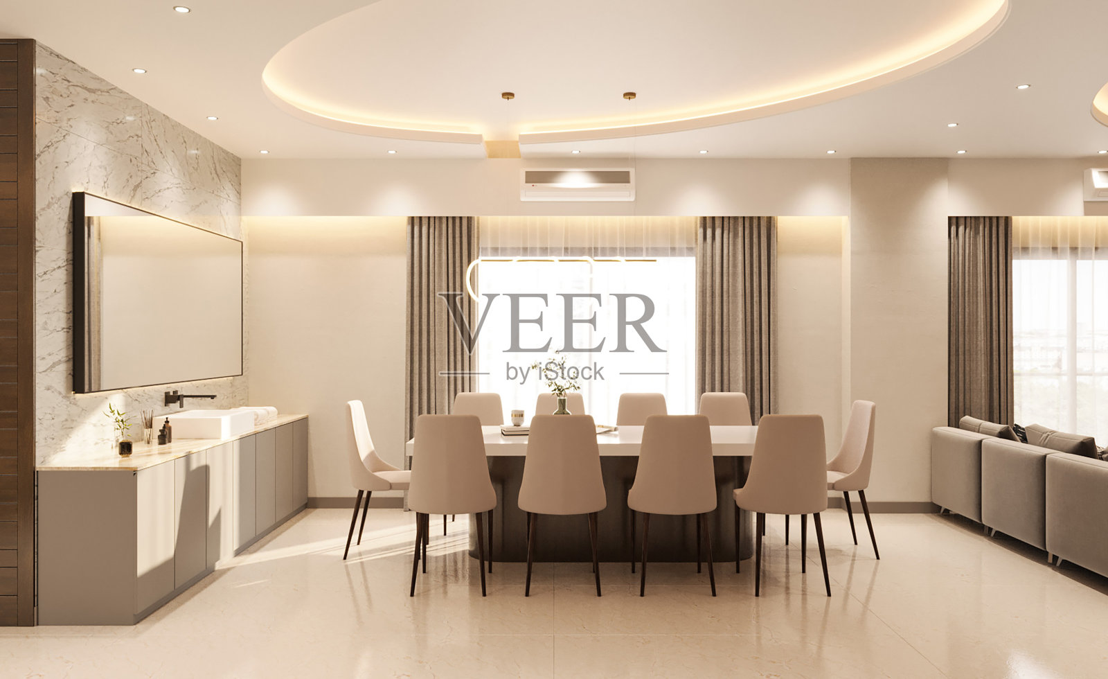 现代极简主义简化你的餐厅当代氛围照片摄影图片