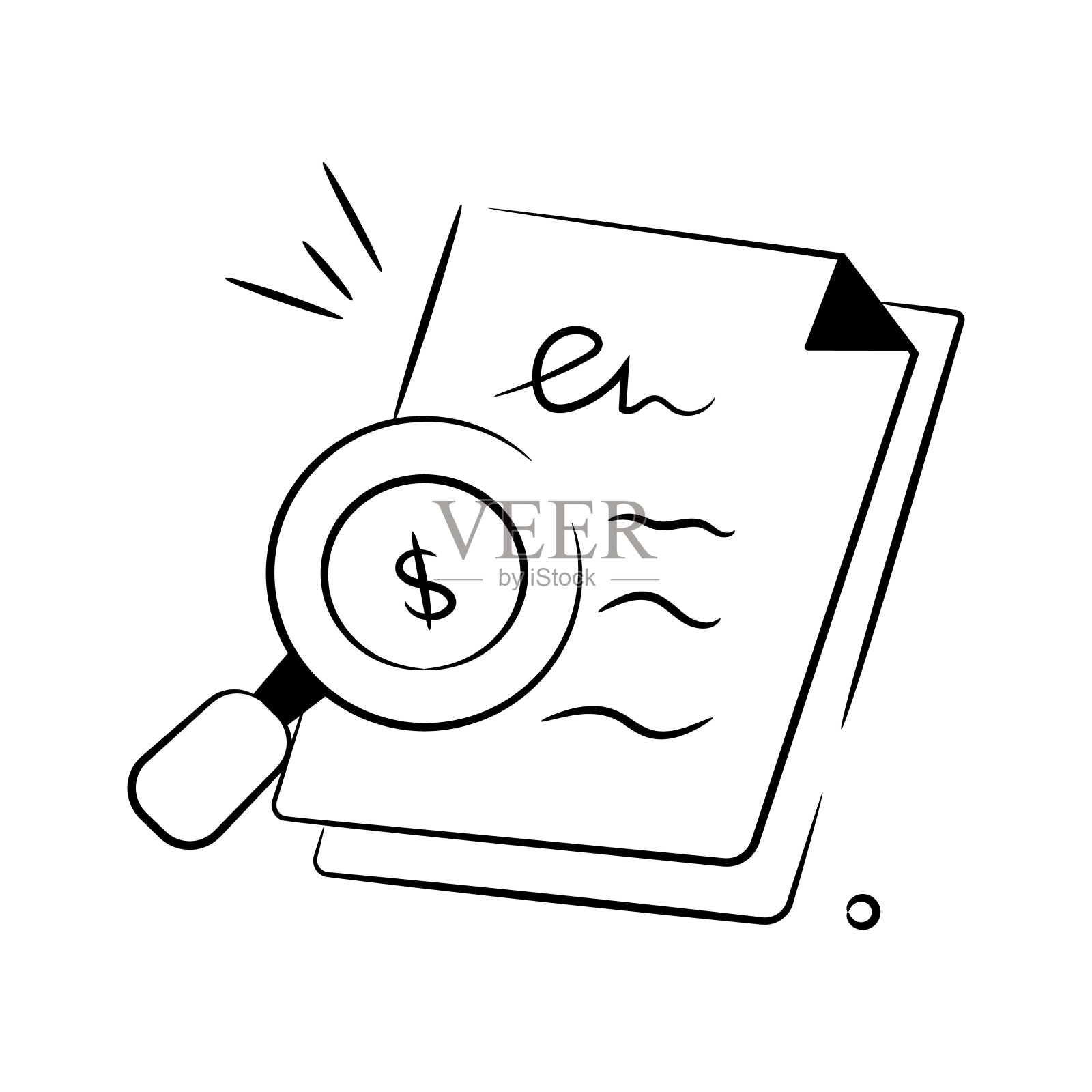 放大镜用美元,搜索金融资源,商业搜索,金融搜索矢量设计。插画图片素材