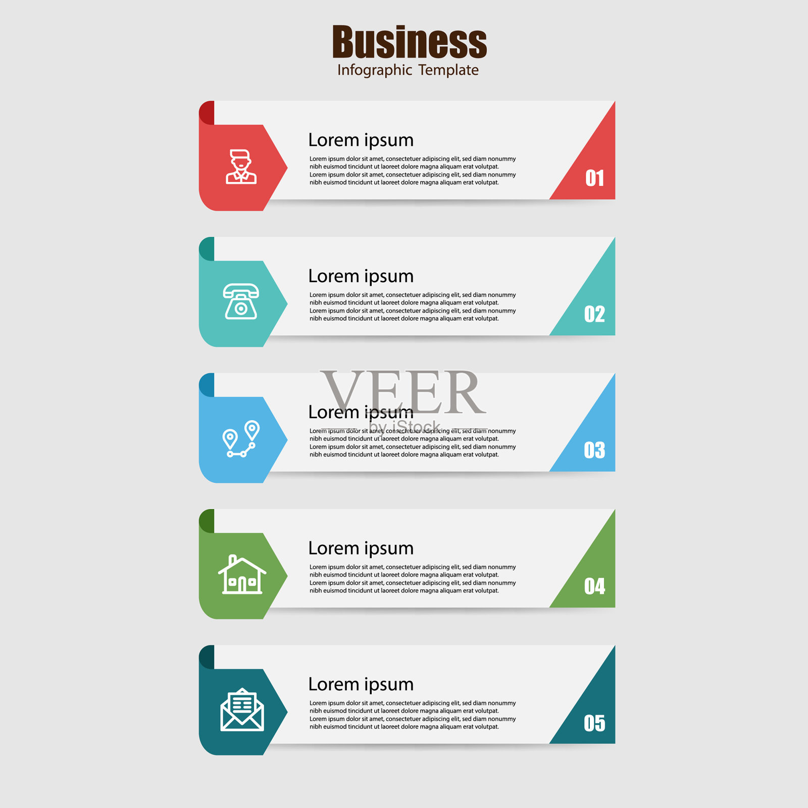 五个步骤信息图元素模板向量插画图片素材