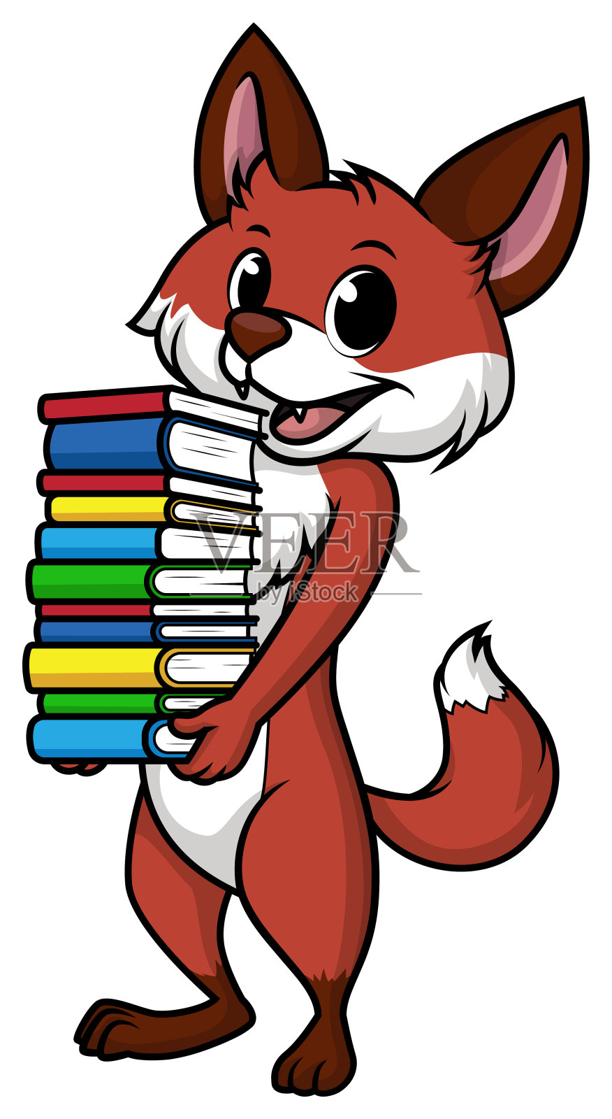 狐狸拿着漫画插图书插画图片素材