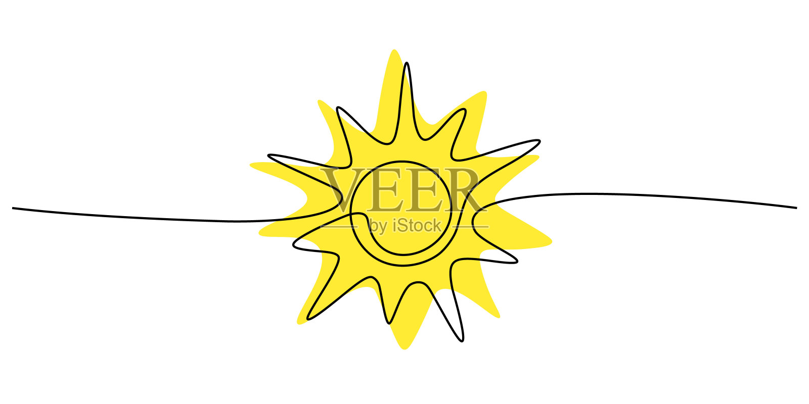 连续线太阳素描插画图片素材
