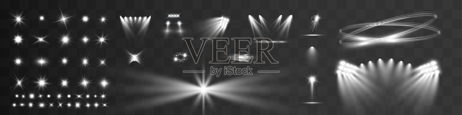 光波闪耀聚光效果,矢量辉光线闪耀闪耀。银色波浪效果。插画图片素材