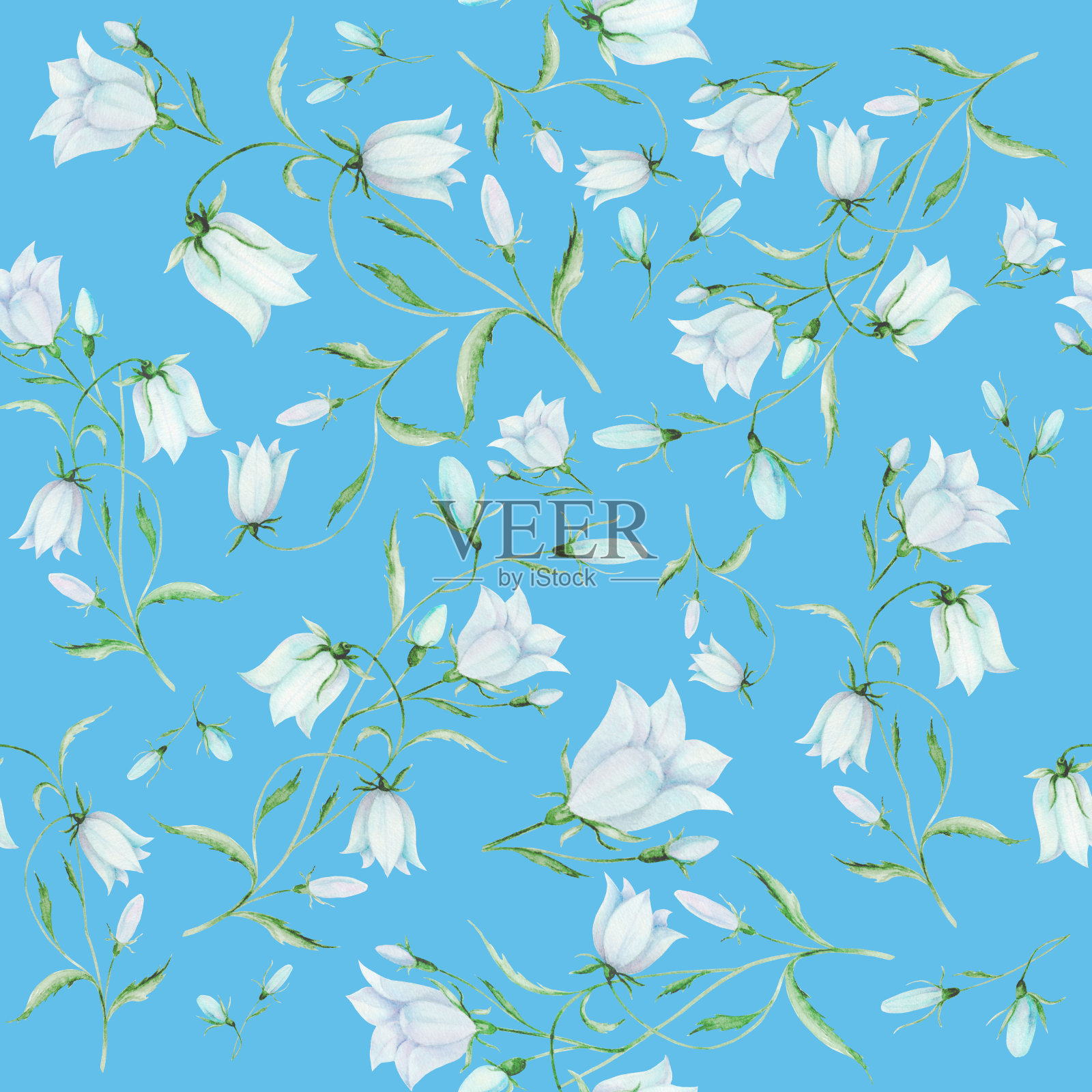 野地花风信子。自然元素。无缝图案是手绘的。适用于纺织品、废纸、墙纸、包装纸、卡片、请柬及儿童聚会装饰插画图片素材