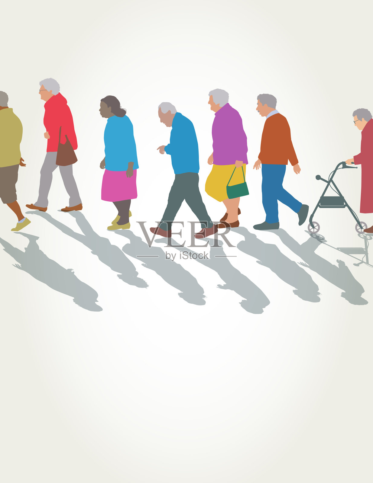 老年人群体插画图片素材