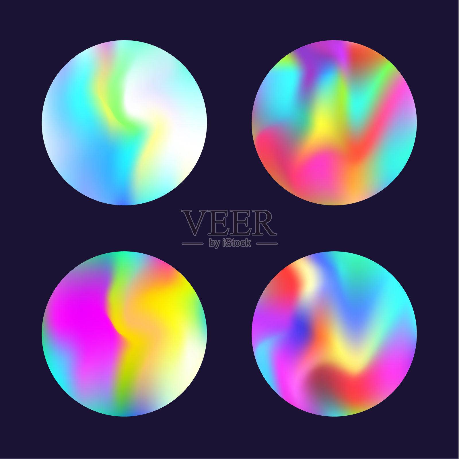 全息图抽象背景集。全息梯度。插画图片素材