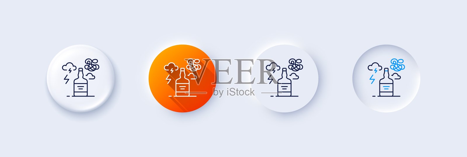 酒精成瘾线性图标:压力过大标志。线性图标。矢量图插画图片素材