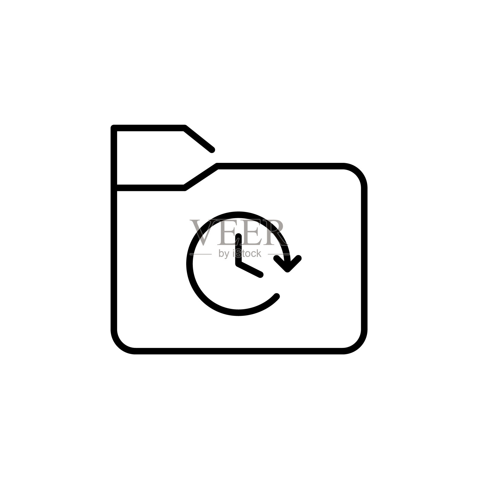 文件夹和时钟。定时文件备份。数据和重要文件的管理。像素完美矢量图标插画图片素材