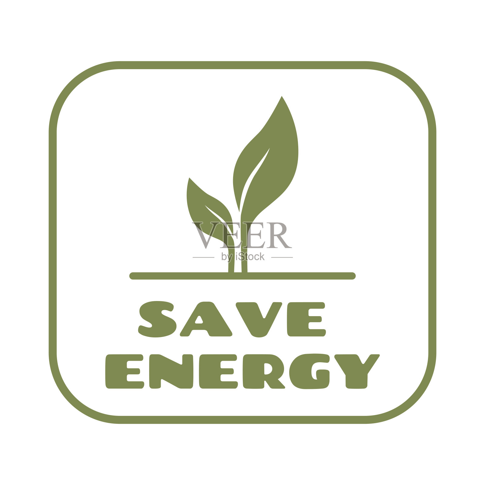 节能标志。带有绿叶的能量图标。生态友好的插画图片素材