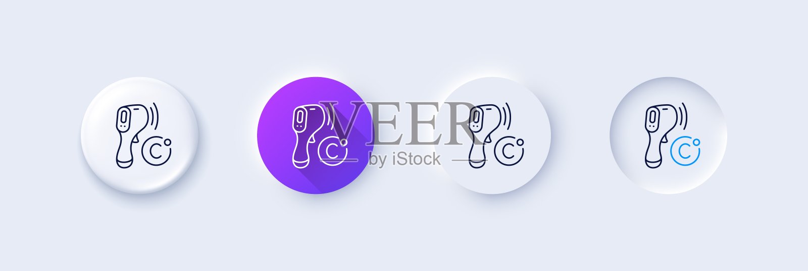 电子温度计线图标。温度扫描标志。行图标。向量插画图片素材