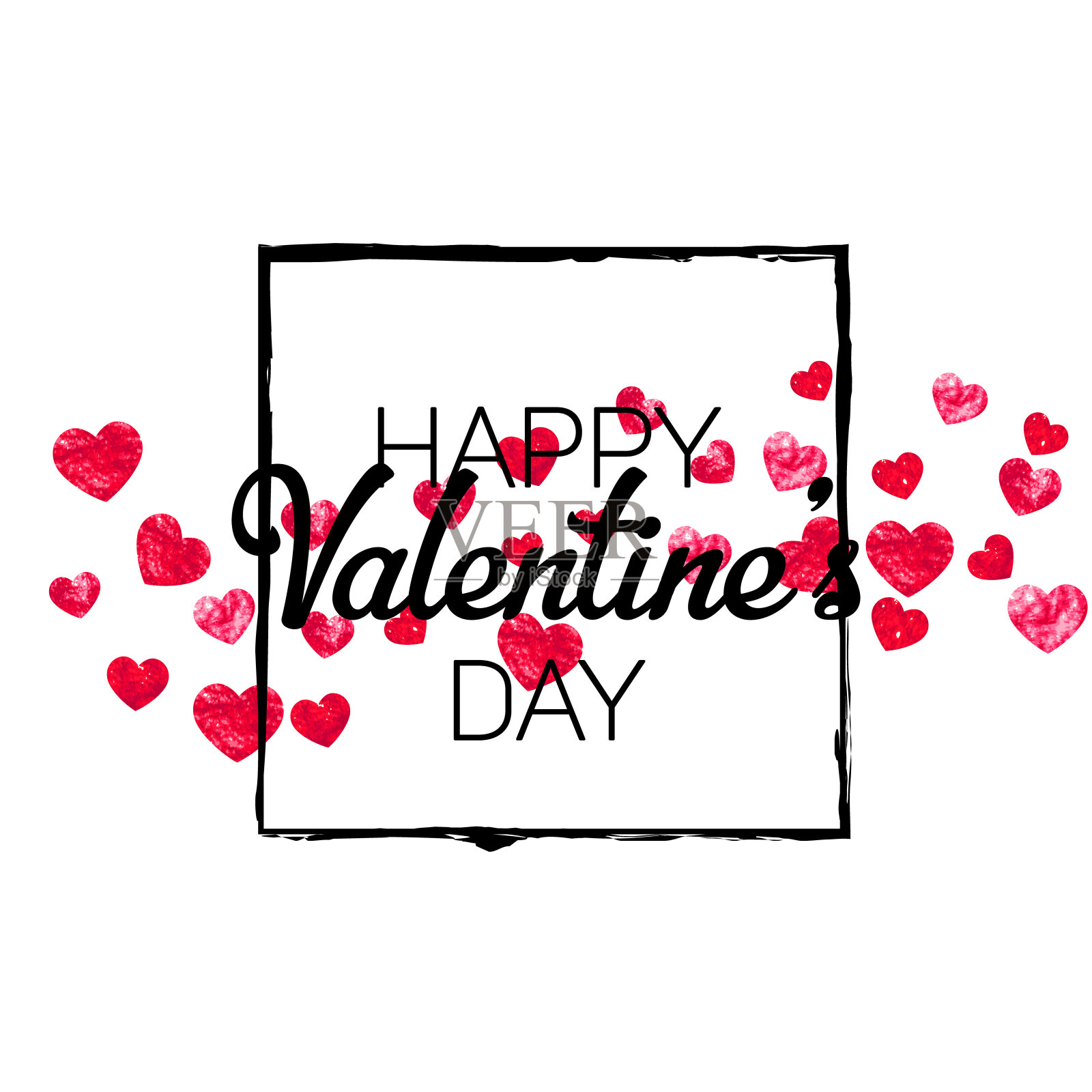 情人节图案。抽象火花参与。婚礼的框架。玫瑰艺术壁纸。二月女孩插图。粉红色图形横幅。情人节图案。插画图片素材