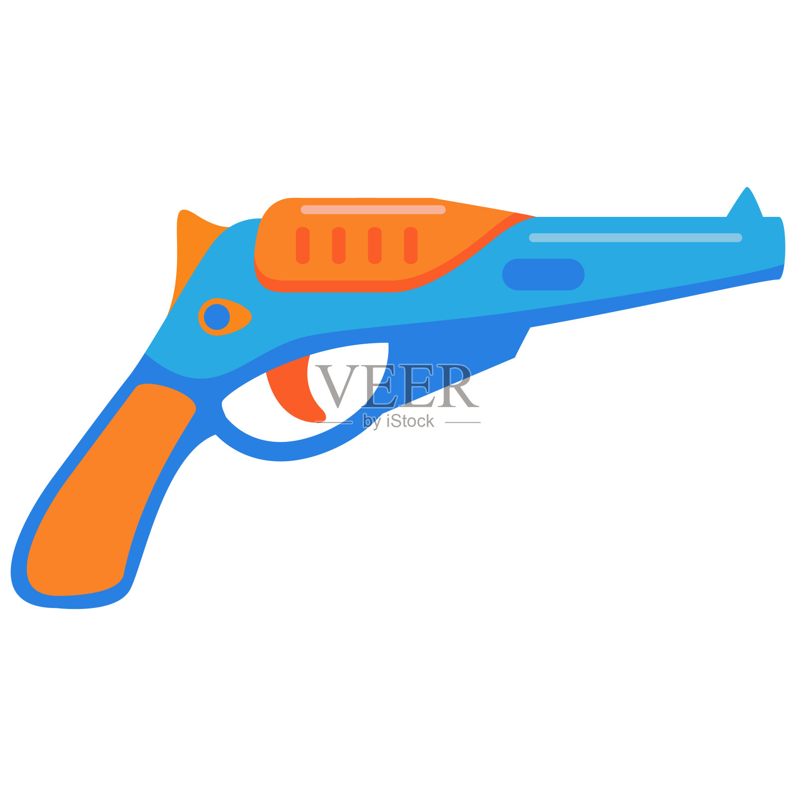 未来的武器。卡通枪爆破武器。插画图片素材