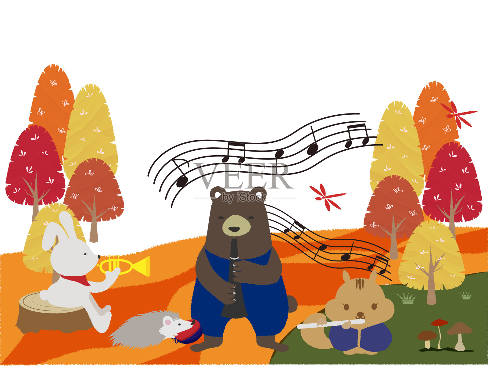 秋天是音乐的最佳季节插画图片素材