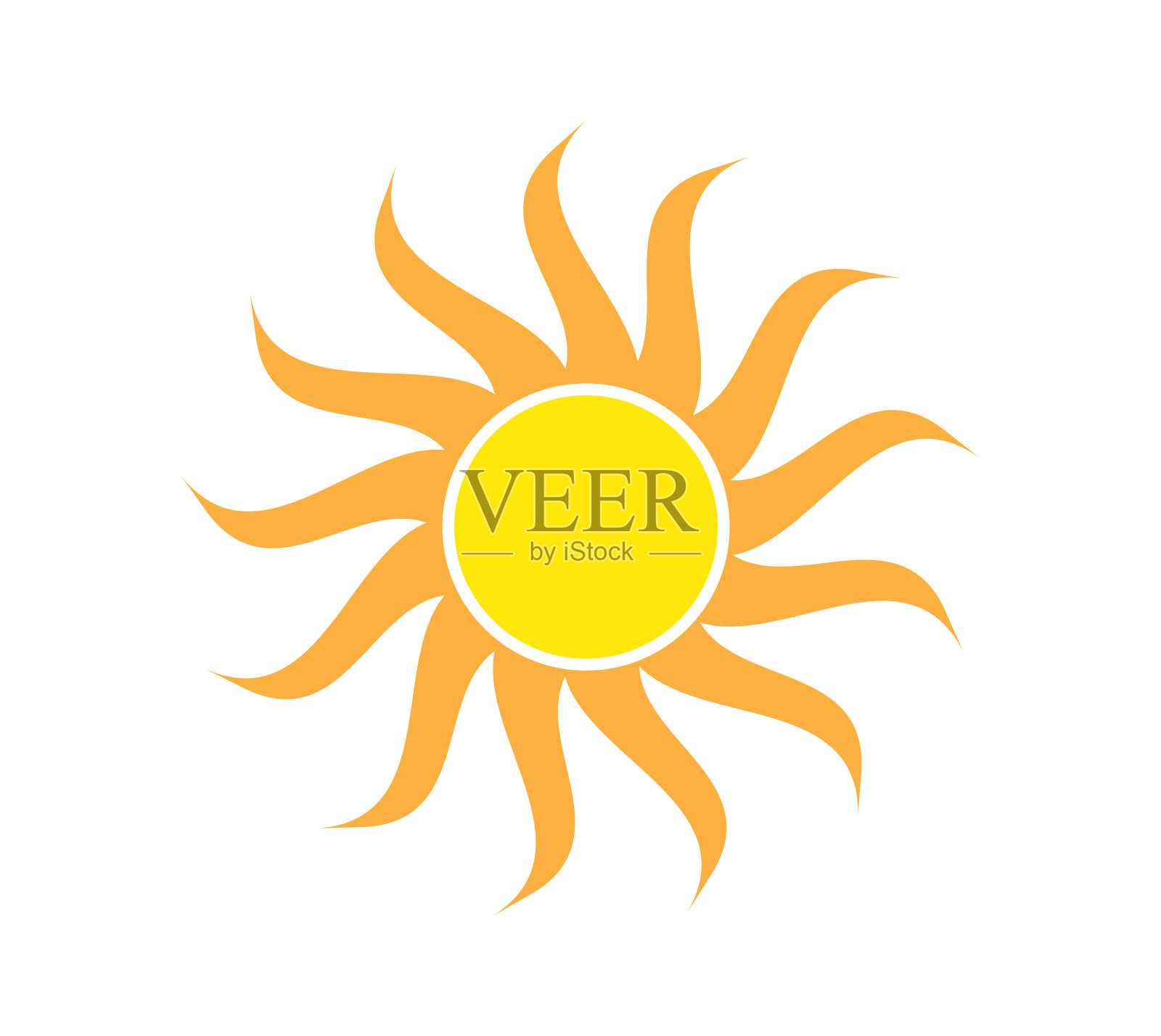 太阳图标孤立的白色背景。阳光,日落。太阳图标。装饰圆满。矢量图插画图片素材