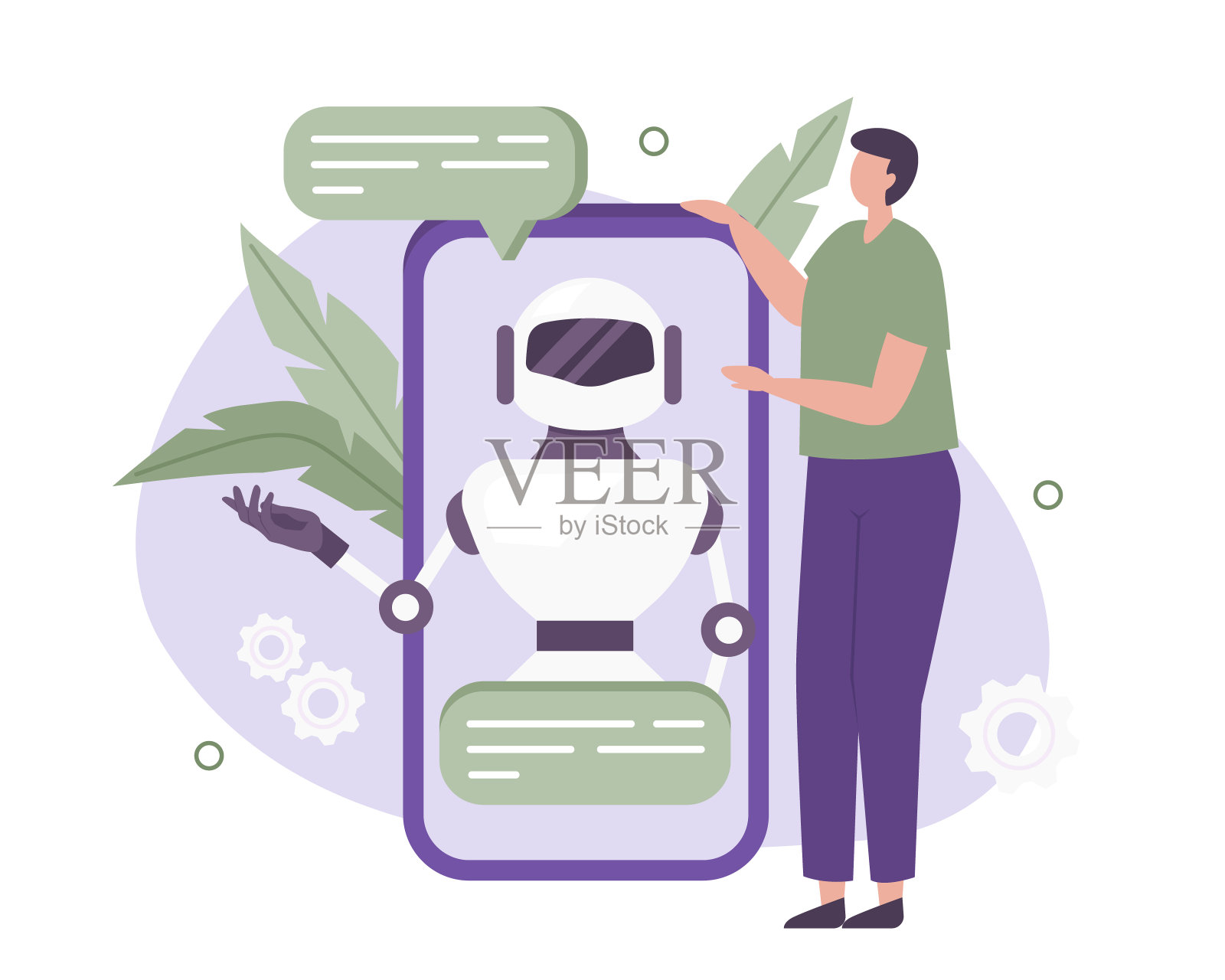 通过聊天机器人进行在线交流插画图片素材