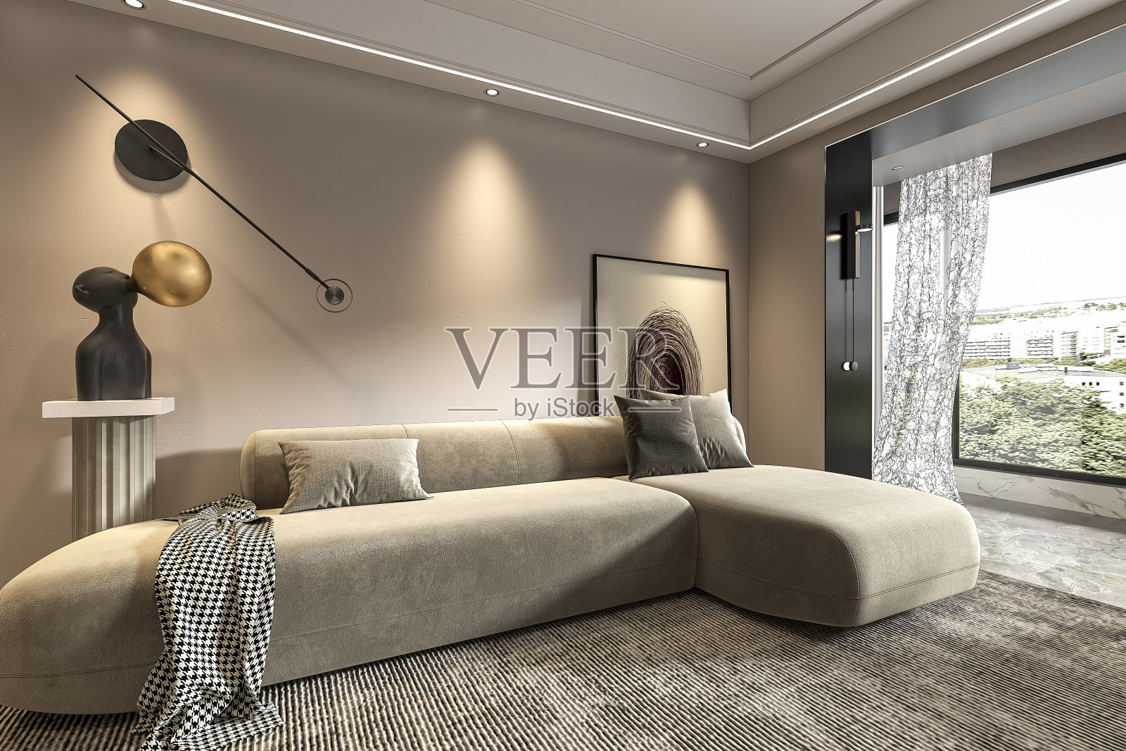 现代客厅和楼梯复式风格的房子设计3d插图渲染3d自由图像照片摄影图片