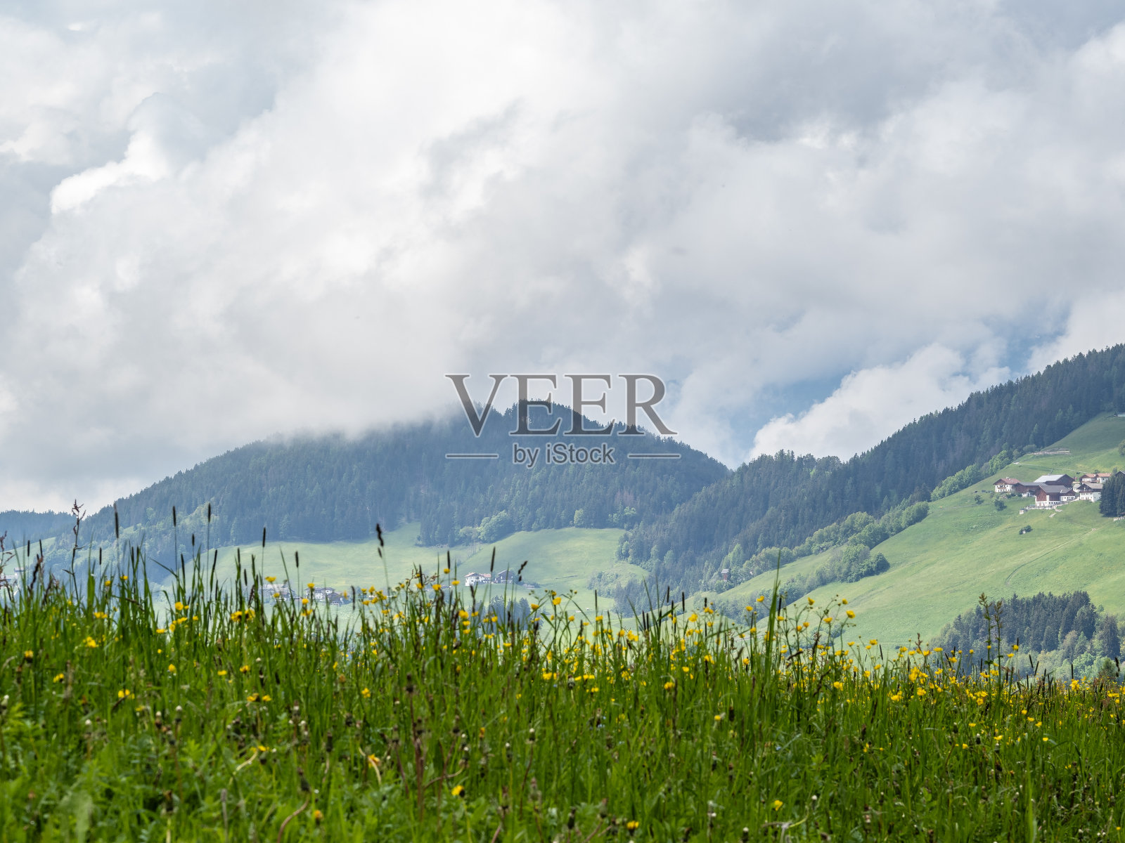 南蒂罗尔维尔诺斯山谷的景观照片摄影图片