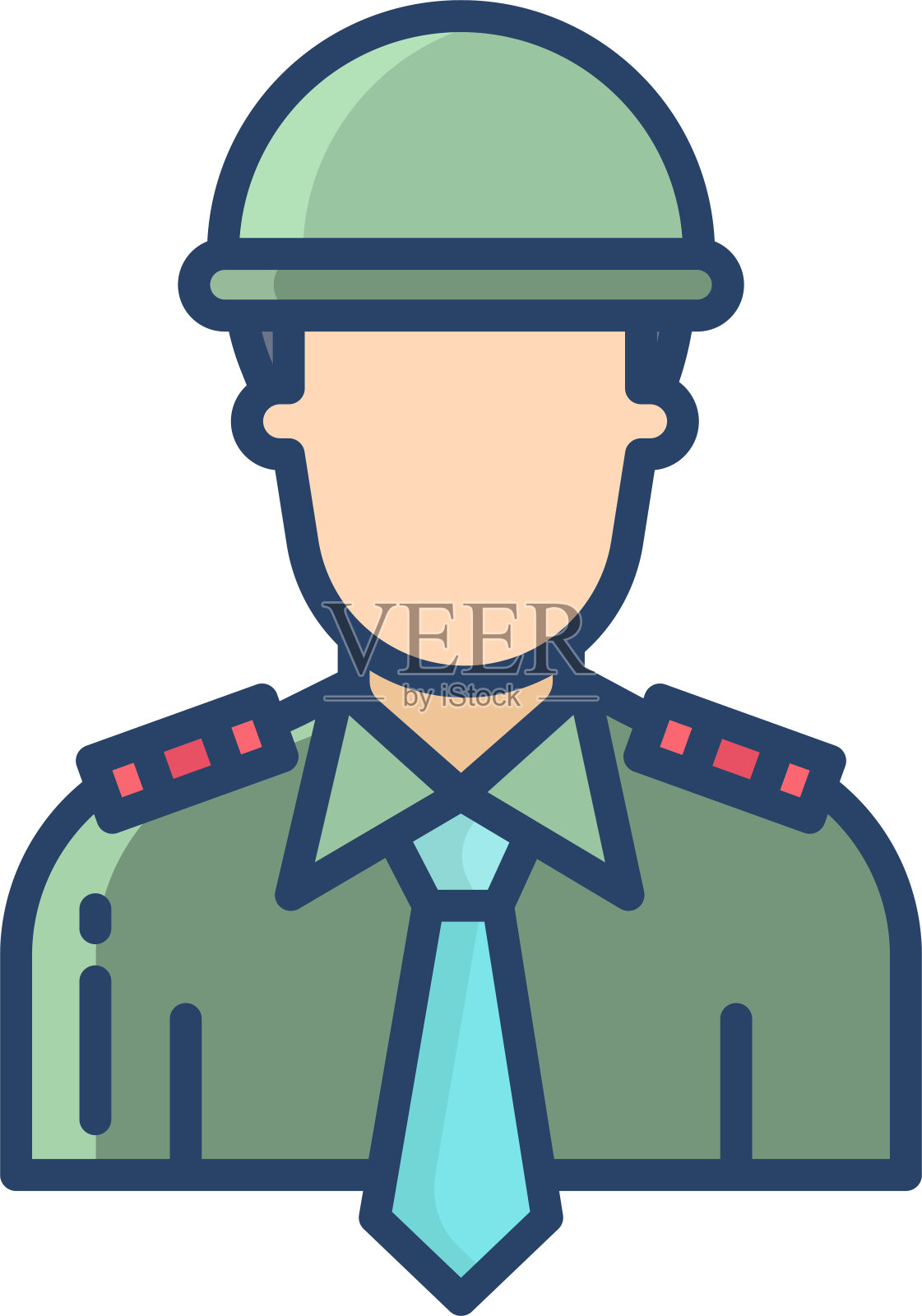 陆军军官线性彩色插图插画图片素材