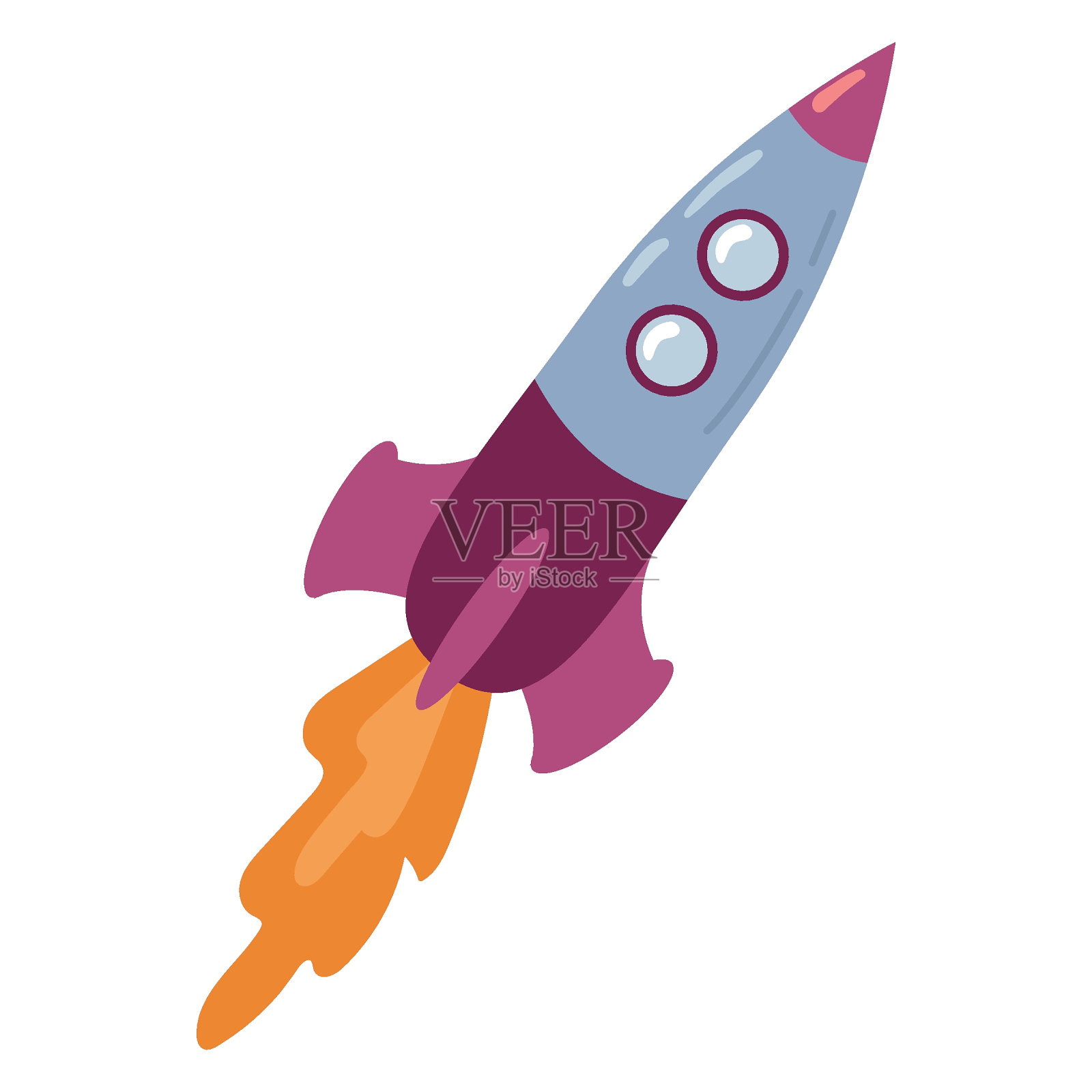 白色孤立背景上的太空火箭。插画图片素材