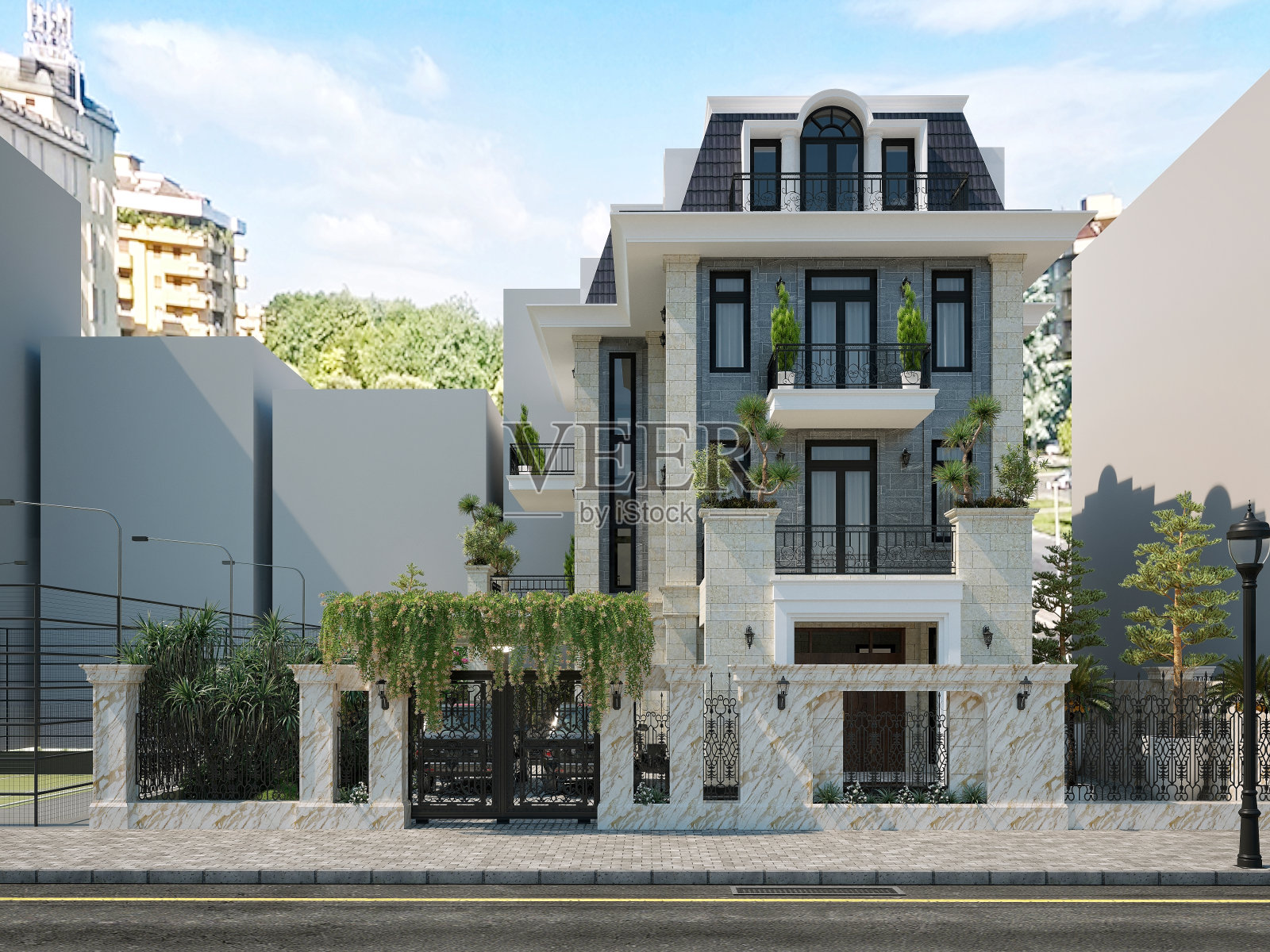 建筑物外观的3d渲染照片摄影图片