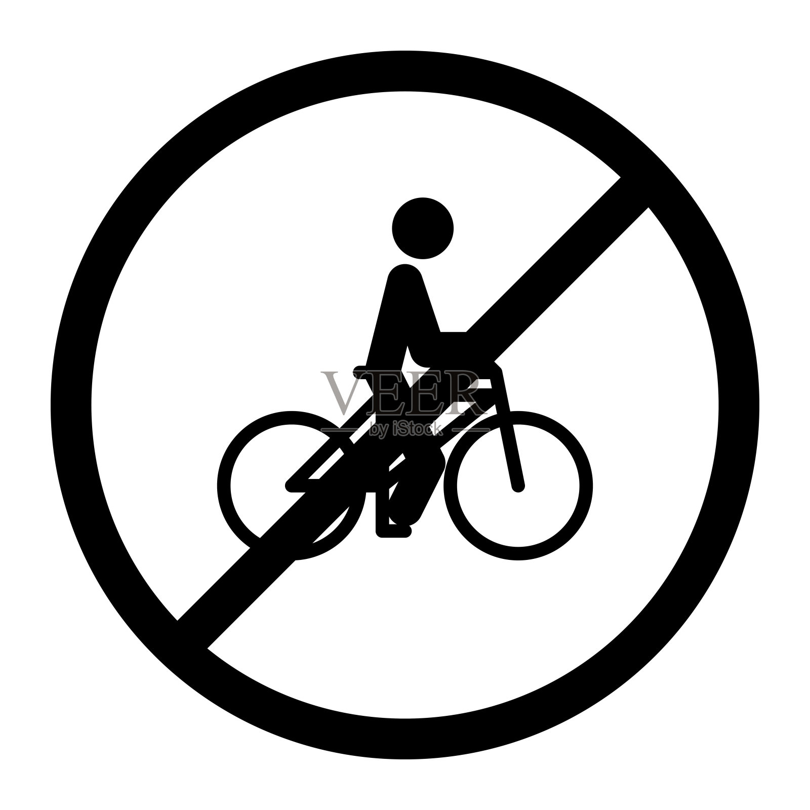 禁止使用自行车标志,禁止使用圆形标志插画图片素材